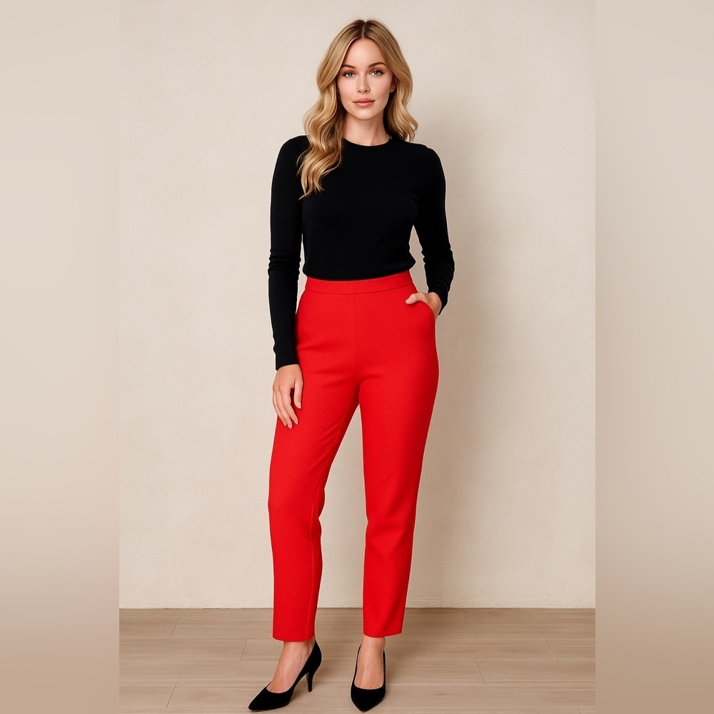 Rachel Comey Textured Slim Pants – Size 8 – Bright Red